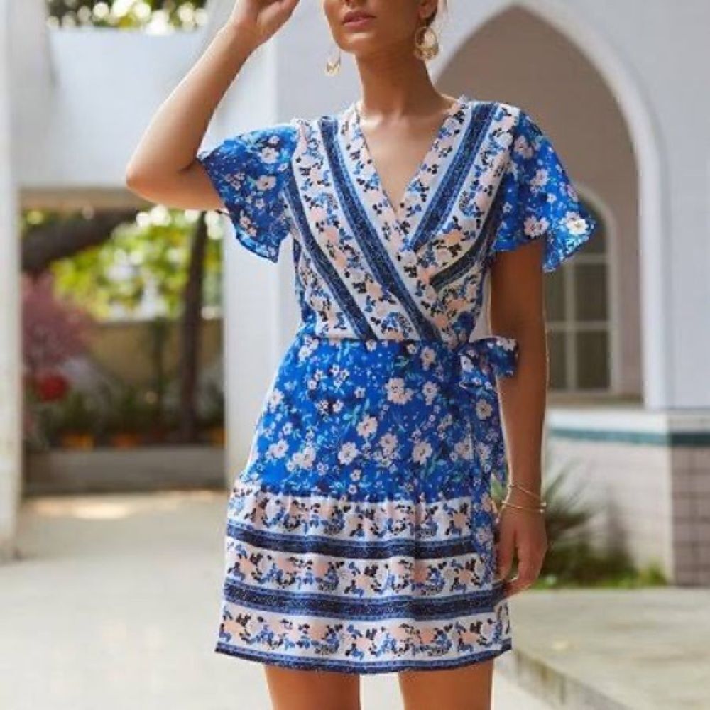 Women Floral Sexy Backless Evening Party Beach Long Mini Dresses Boho Sundress